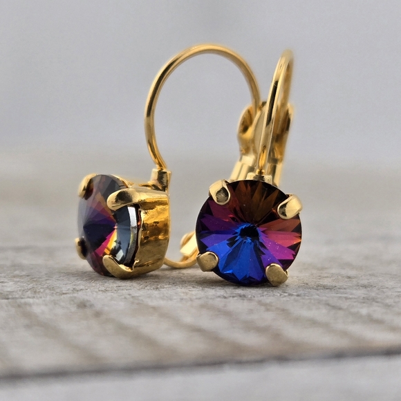 Austrian Crystal Earrings in Gold Plate - Picture 8 of 8